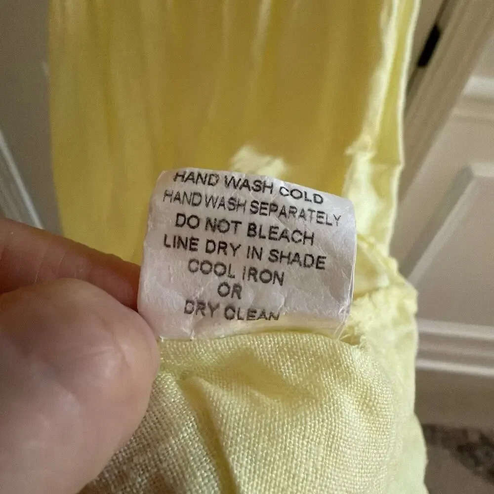 Laura Bianchi Women’s Yellow 100% Linen Sun Dress Made In Italy Size Large